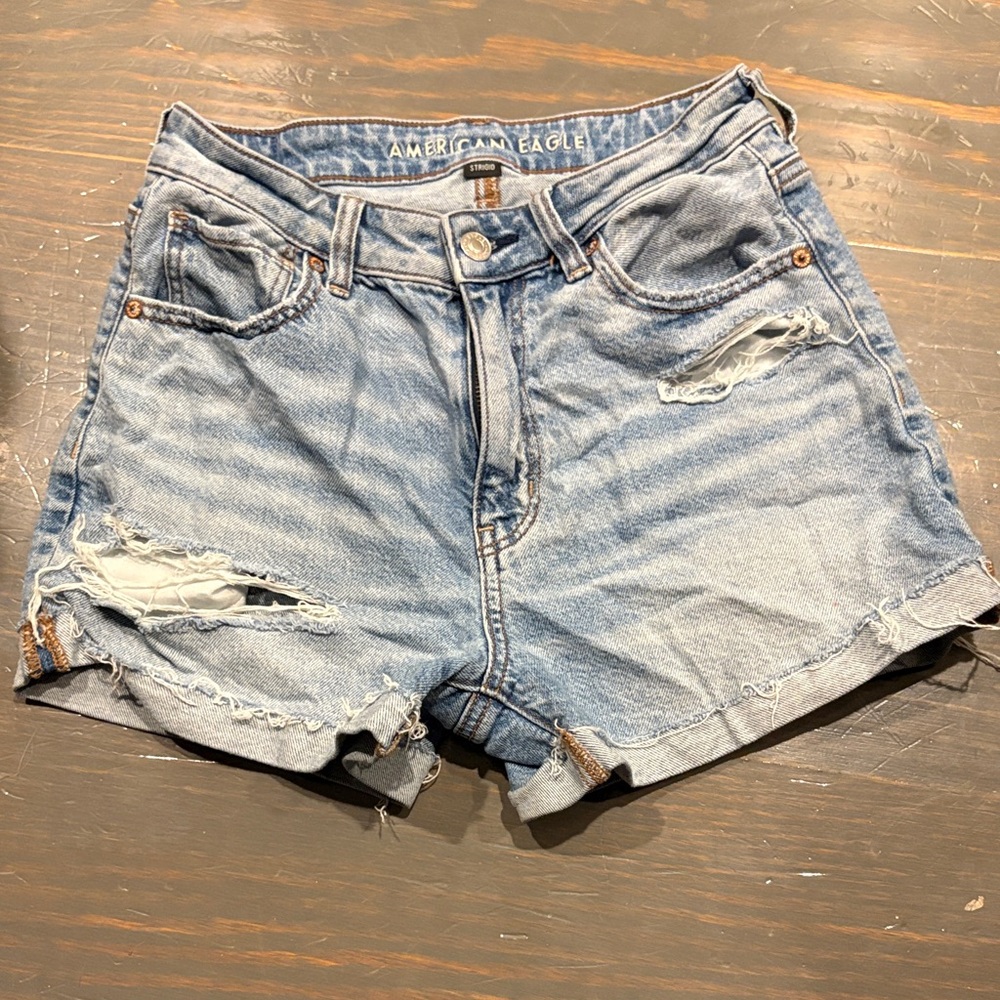 American Eagle Outfitters Distressed Light Blue Jean Shorts